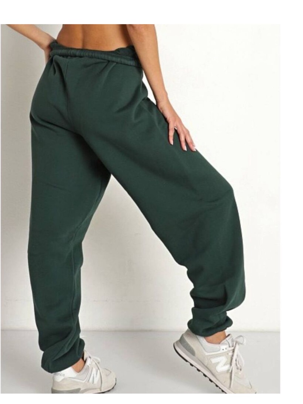 Joah Brown Oversized Joggers in Pine French Terry - Picture 3 of 7